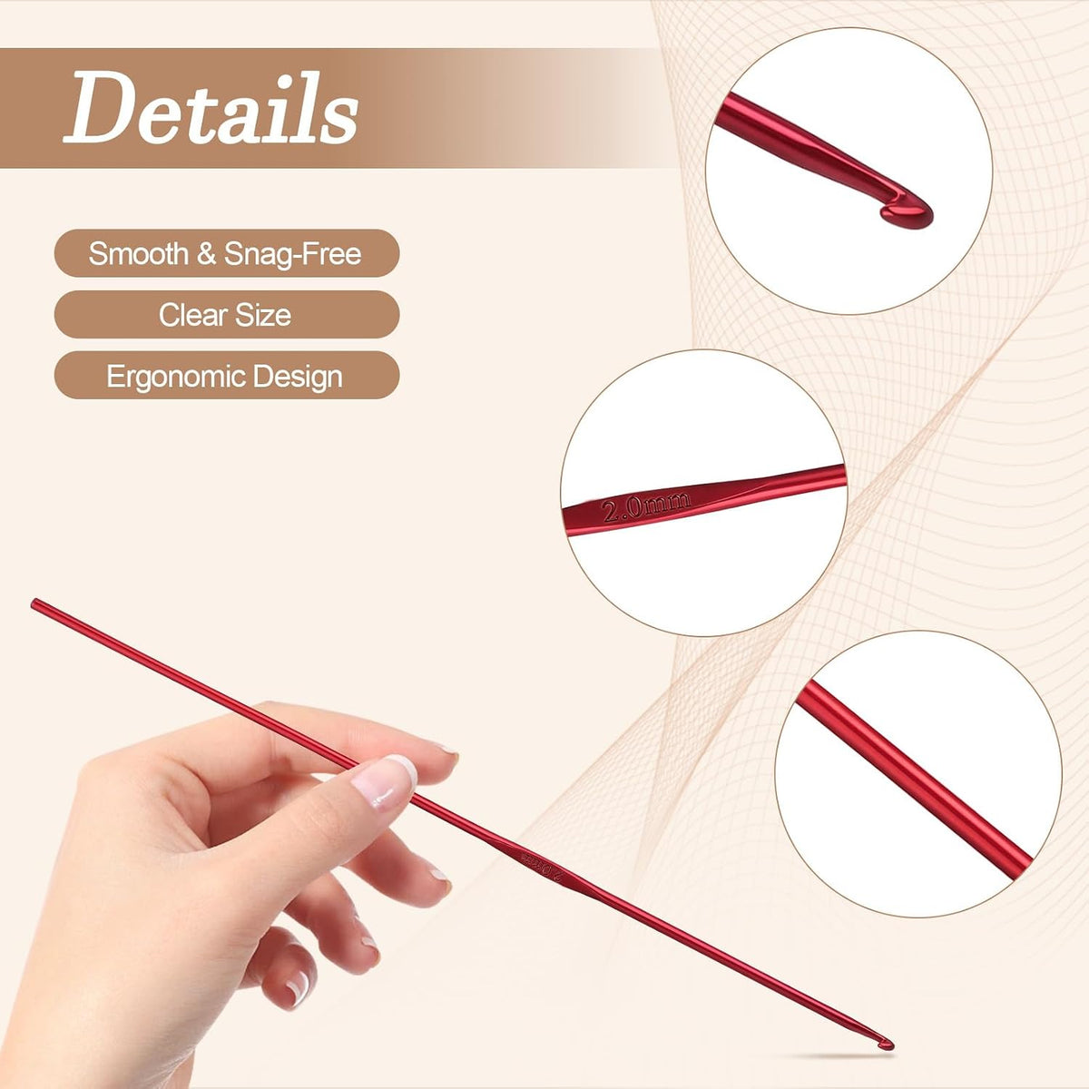 Sghgcvjjf 24 Pcs 2mm Aluminum Crochet Hooks Set