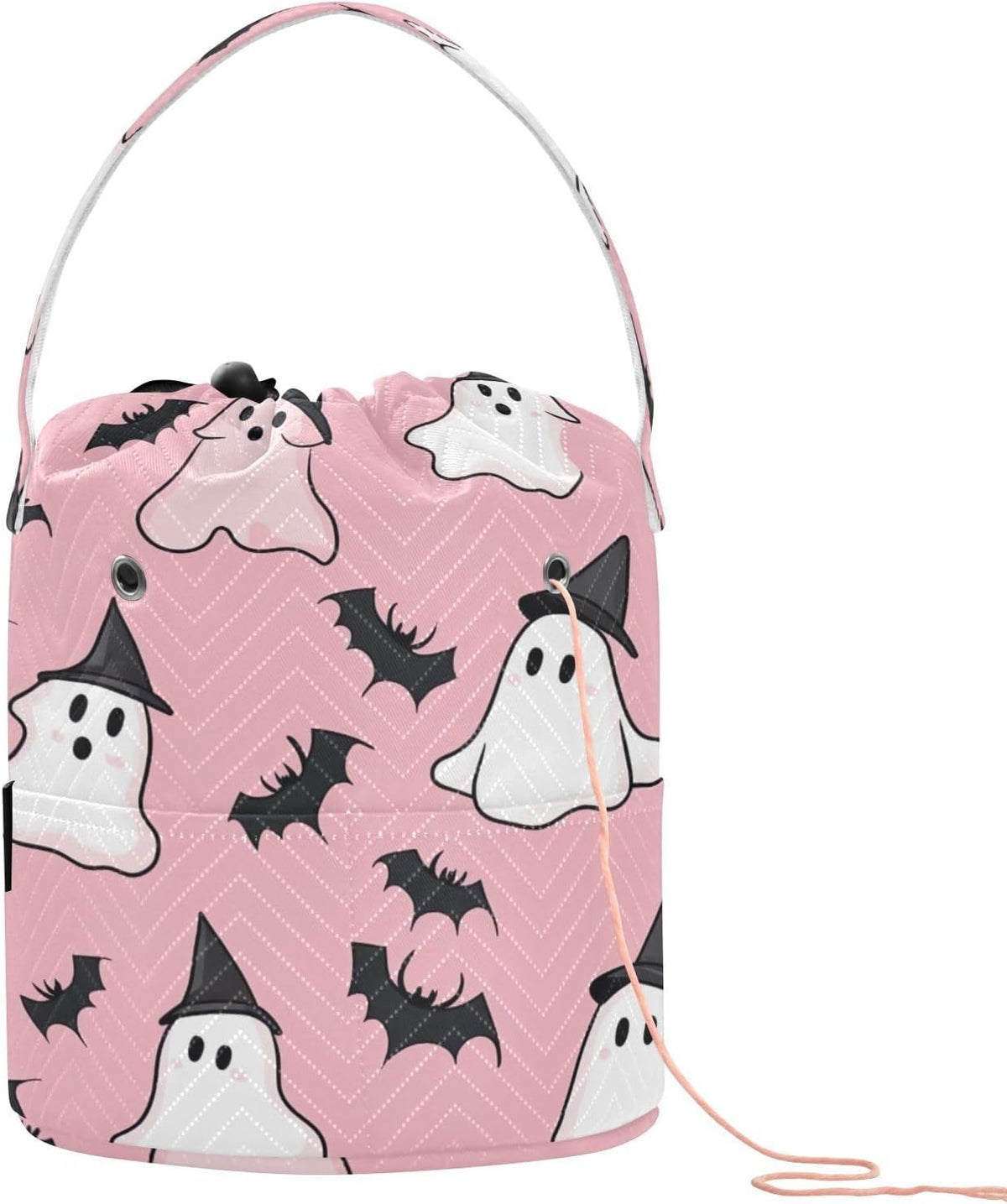 YETTASBIN Halloween Ghost Bat Yarn Storage Bag, Large Crochet Knitting
