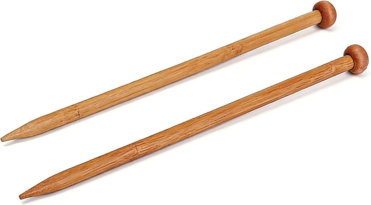 LannuMet 2 Pcs Bamboo Knitting Needles, 10mm Single Pointed Wooden