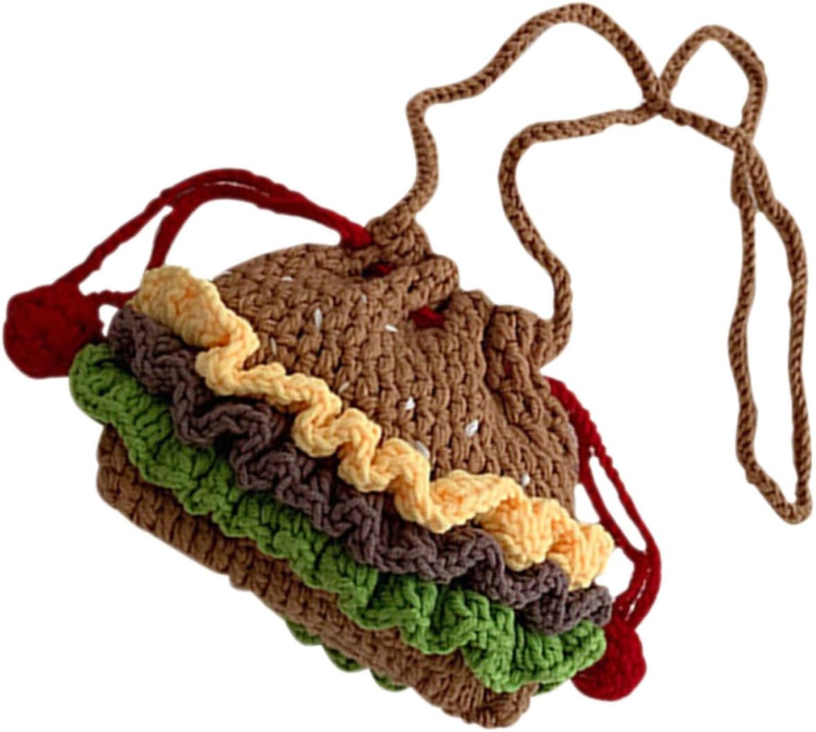 FOMIYES Crochet Crossbody Bag, Knit Drawstring Purse for Women and