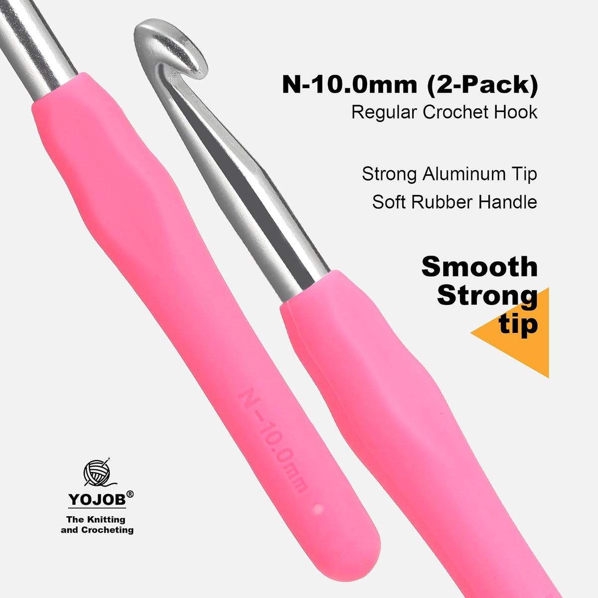 2Pcs 10mm Large Crochet Hooks, Ergonomic Crochet Hook for Arthritis