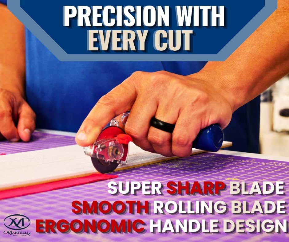 Martelli - Right Handed 60mm Ergonomic Fabric Rotary Cutter for safe