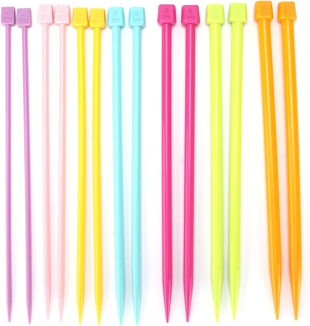 OPPWONG 14Pcs Multicolour Knitting Needles, Portable Plastic Sweater