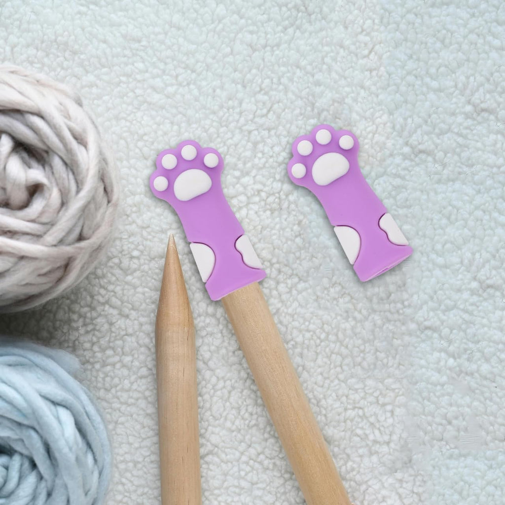 ARTIBETTER 10pcs Cat Paw Knitting Needle Stoppers Soft Silicone Needle