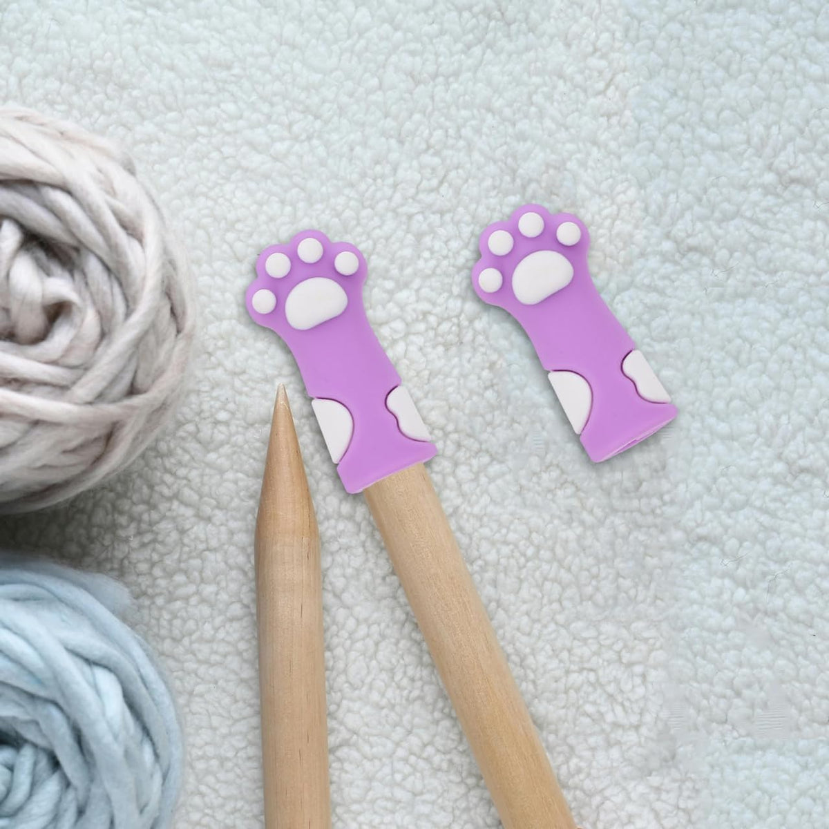 ARTIBETTER 10pcs Cat Paw Knitting Needle Stoppers Soft Silicone Needle
