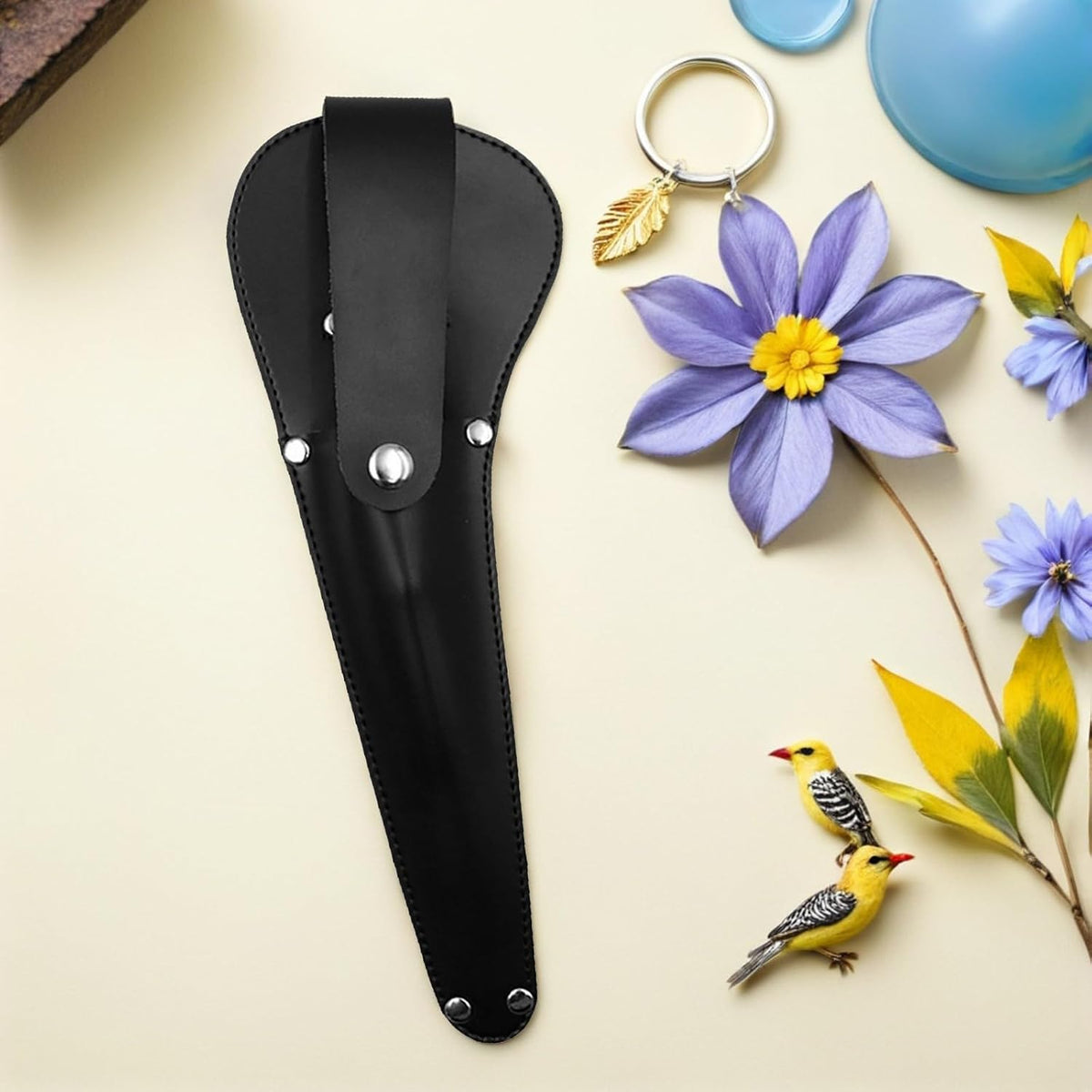 KALLORY PU Leather Scissor Sheath, 10.82 Inch Sewing Scissor Case