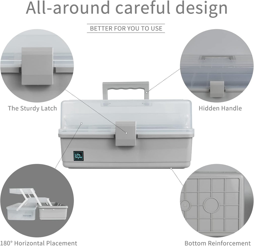 Creahaus 13 inch Art Craft Organizer Storage Box with 3 Layer