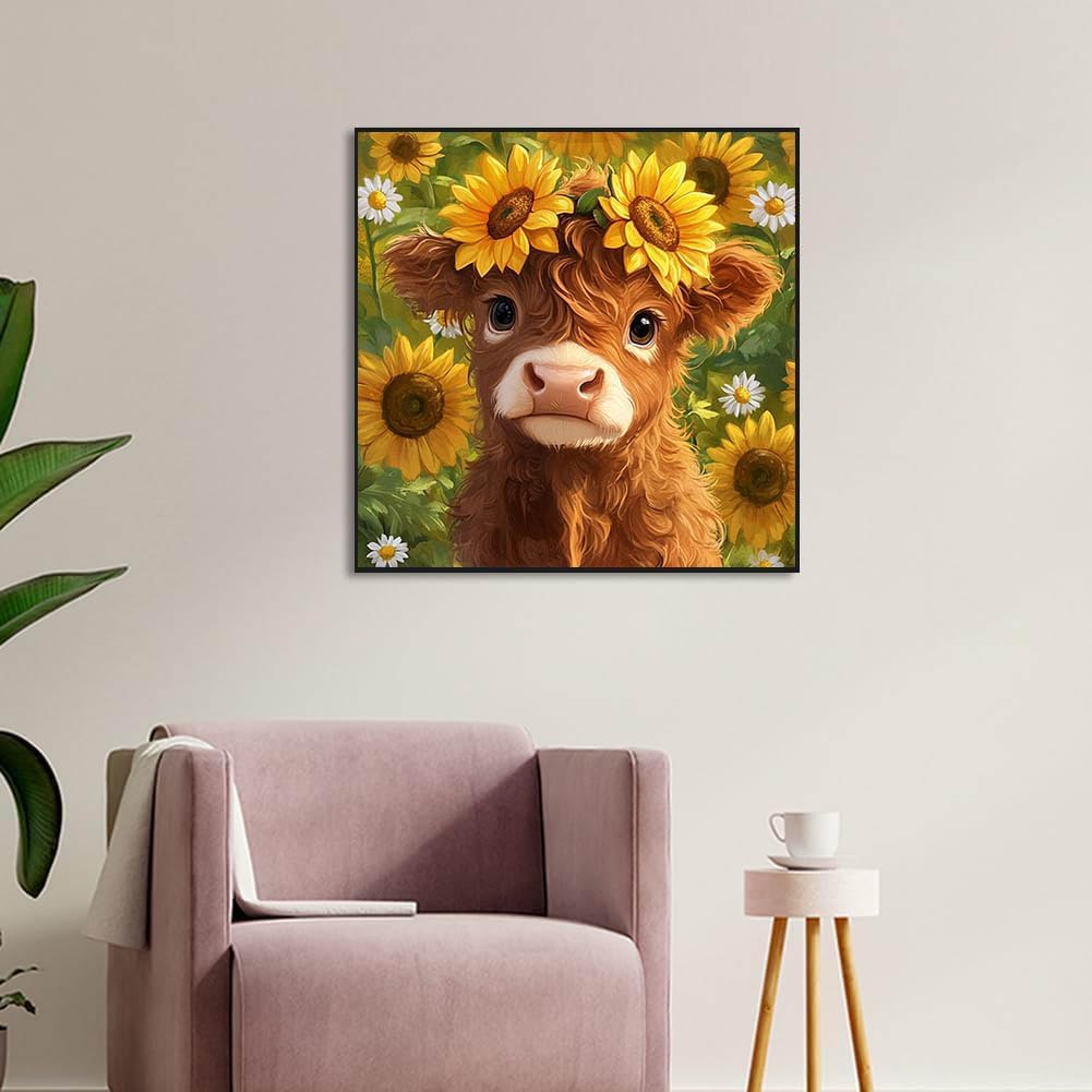 Cattle Sunflower Stamped Cross Stitch Kits for Adults - Embroidery