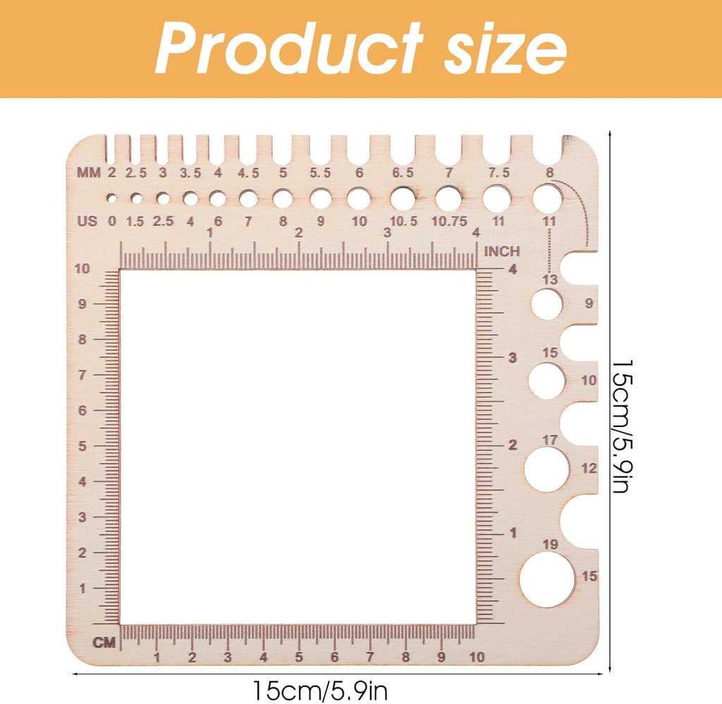 CCOCC 2026 New Wooden Crochet and Knitting Gauge Ruler, Poplar Yarn