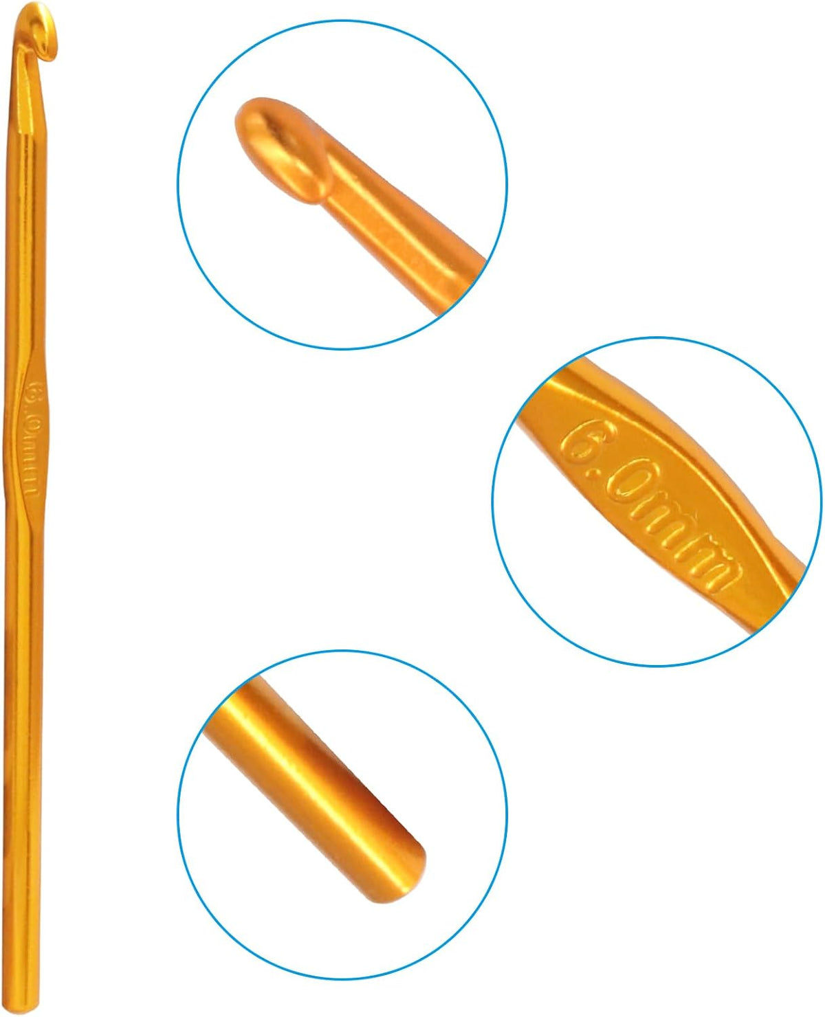 Bivethoi Aluminum Crochet Hook 6mm, 20 Pcs