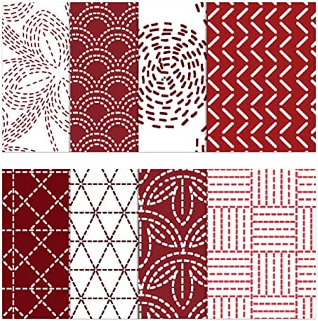 Soimoi 8 Pc Fat Quarter Bundle - Japanese Sashiko Print 18"x 22" DIY
