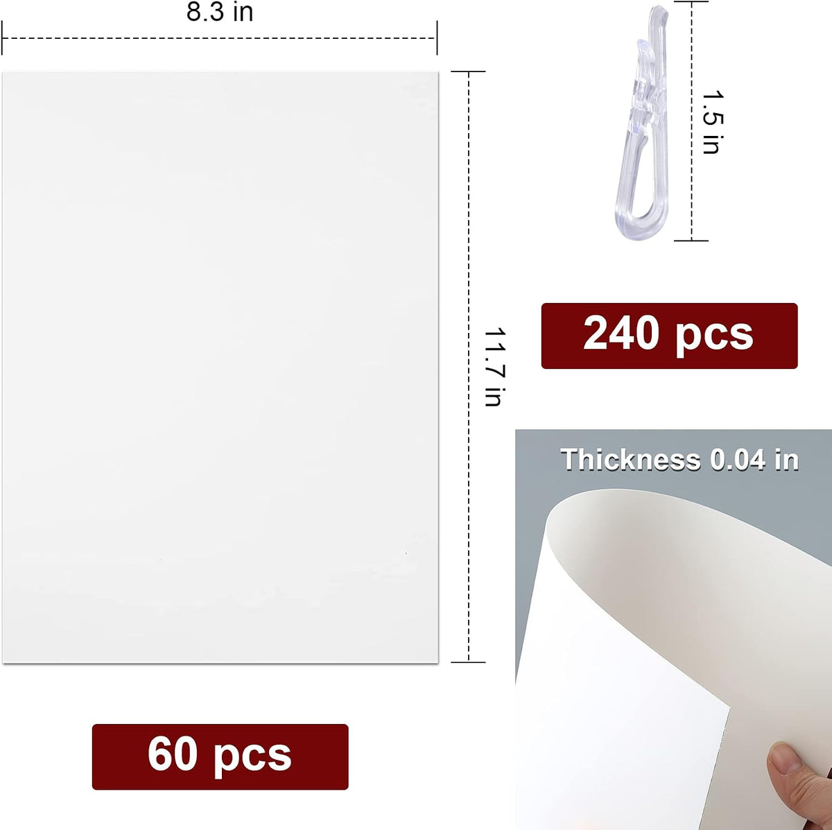 60 Pcs Thicken Comic Book Boards and 240 Pcs Clear U Shape Plastic