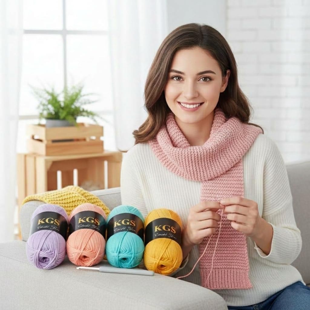 KGS Acrylic Yarn Pack | Soft Acrylic Knitting Yarn | 4 × 50g Skeins