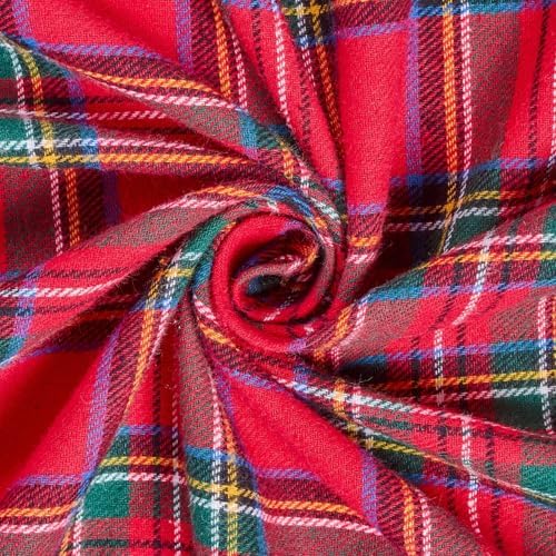 Flannel Brushed Tartan Plaid Fabric Geometric Hypoallergenic Cotton
