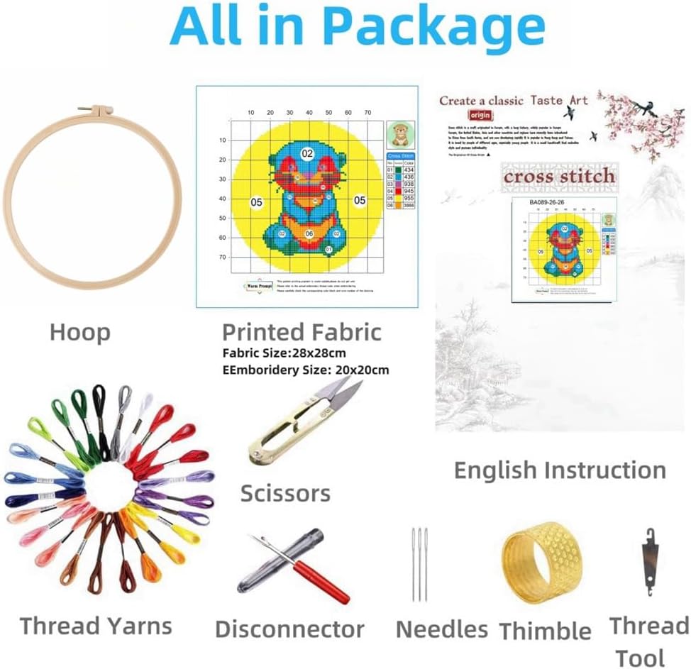 DIY Cross Stitch Kits Sunflowers with Hoop 20x20cm-1