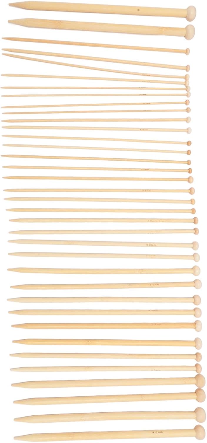 OVAQUIXI Bamboo Knitting Needles Set, 36pcs Carbonized Single Point