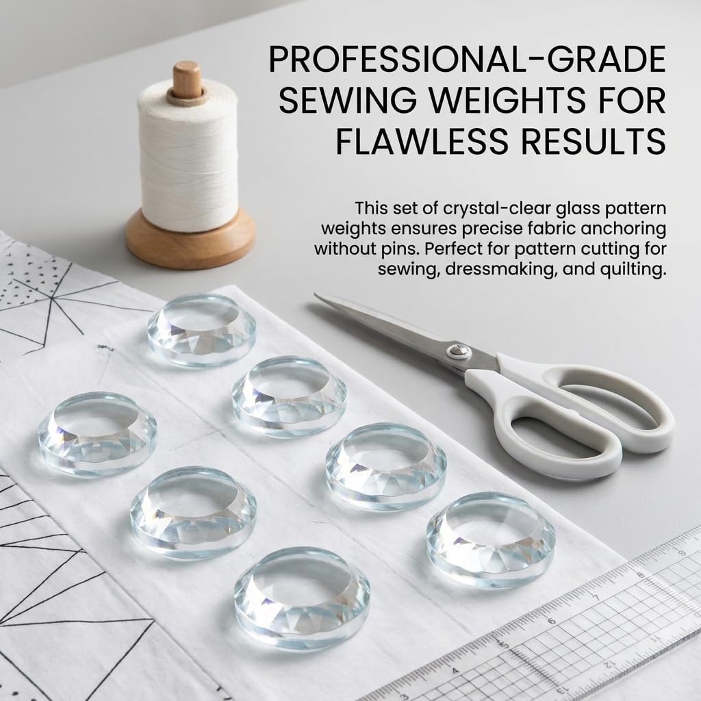 6 Pcs Crystal Glass Pattern Weights for Sewing, Fabric Weights Sewing