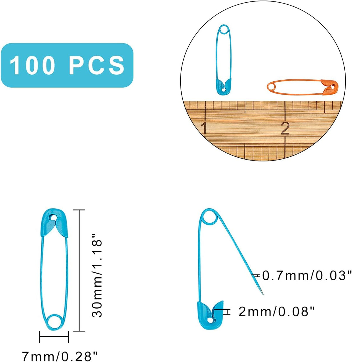 arricraft 100PCS Colored Safety Pins, Premium Safety Pins Bulk Sewing