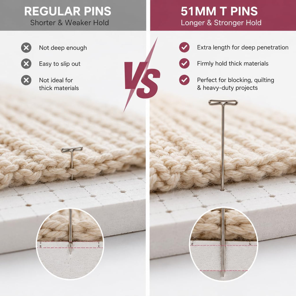 500 PCS T Pins 2 Inch, Stainless Steel Blocking Pins with Storage Box