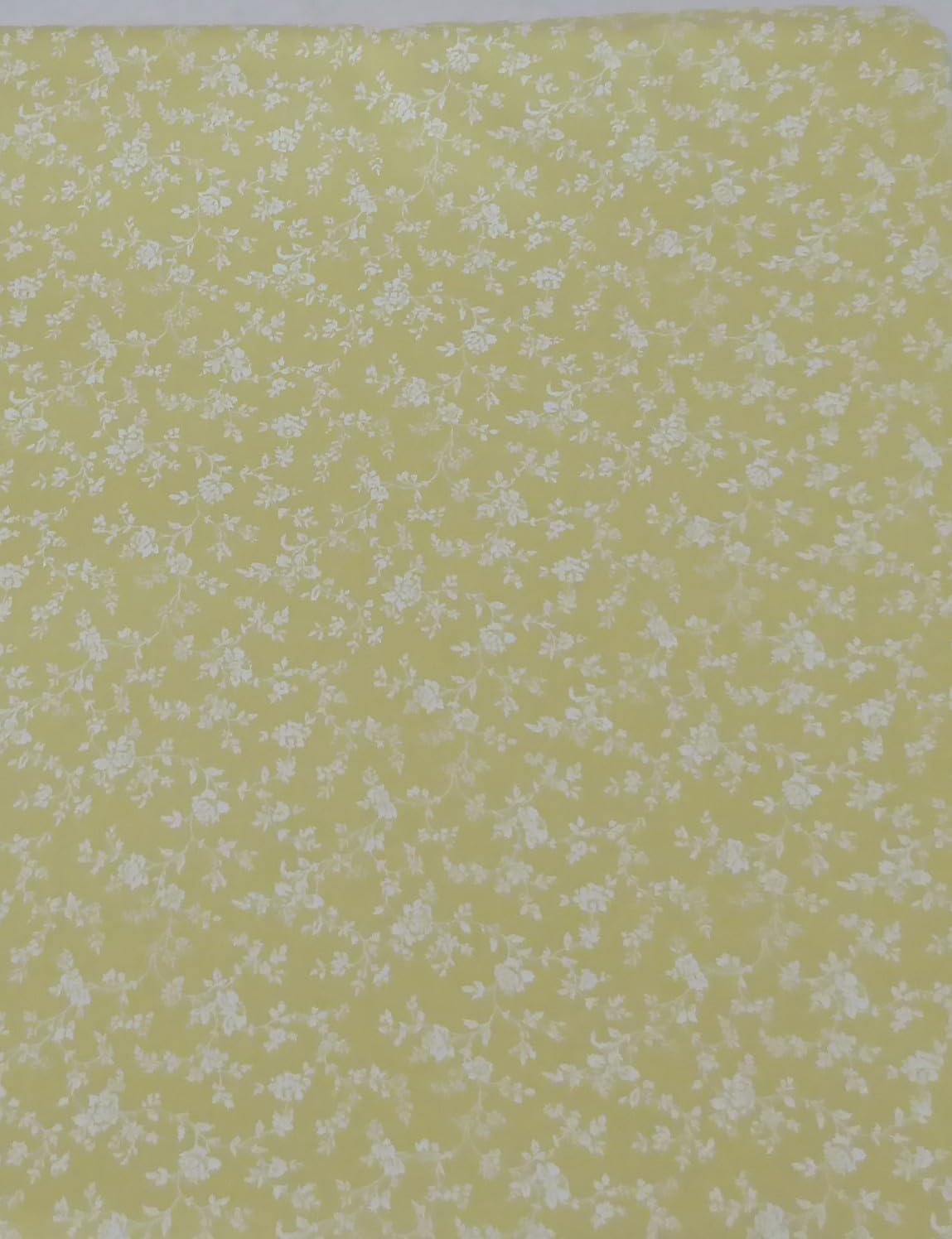 Vintage Tossed White Flowers on Pale Yellow Floral Cotton Fabric by
