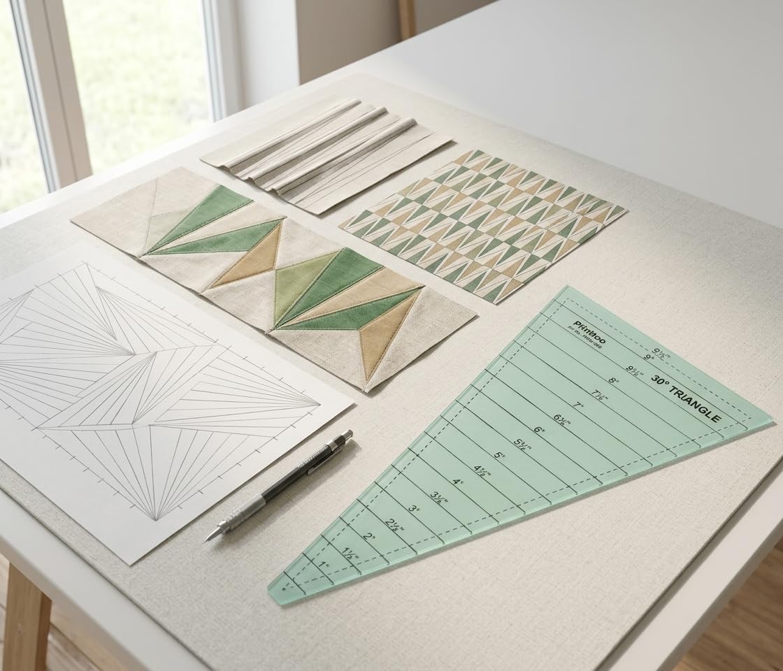 Printtoo 30 Degree Triangle Quilt Ruler for Wedge Piecing and