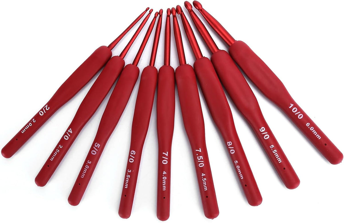 Rengue Ergonomic Crochet Hook Set, 9 Pcs 2-6mm Knitting Needles with