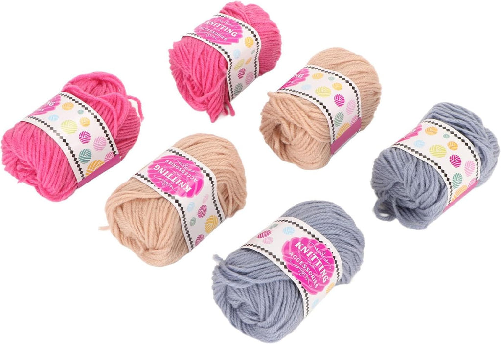 6Pcs Crochet Knitting Yarn, Soft Bright Multi Purpose Yarn for