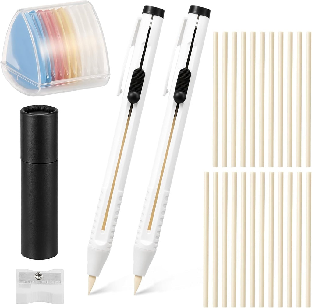 38 Piece Tailors Chalk & Fabric Pencil Set, Refillable Mechanical