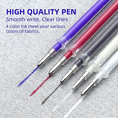 4 Colors Heat Erasable Pens for Fabric with 20 Refills, Heat Erasable