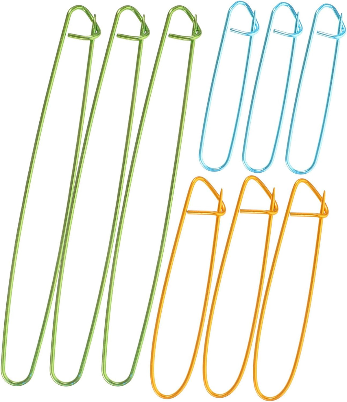 9pcs Aluminum Stitch Holders for Knitting, Color Coded Safety Pins