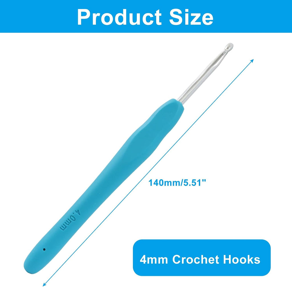 Biaungdo 4mm Crochet Hook, Ergonomic Yarn Crochet Hooks