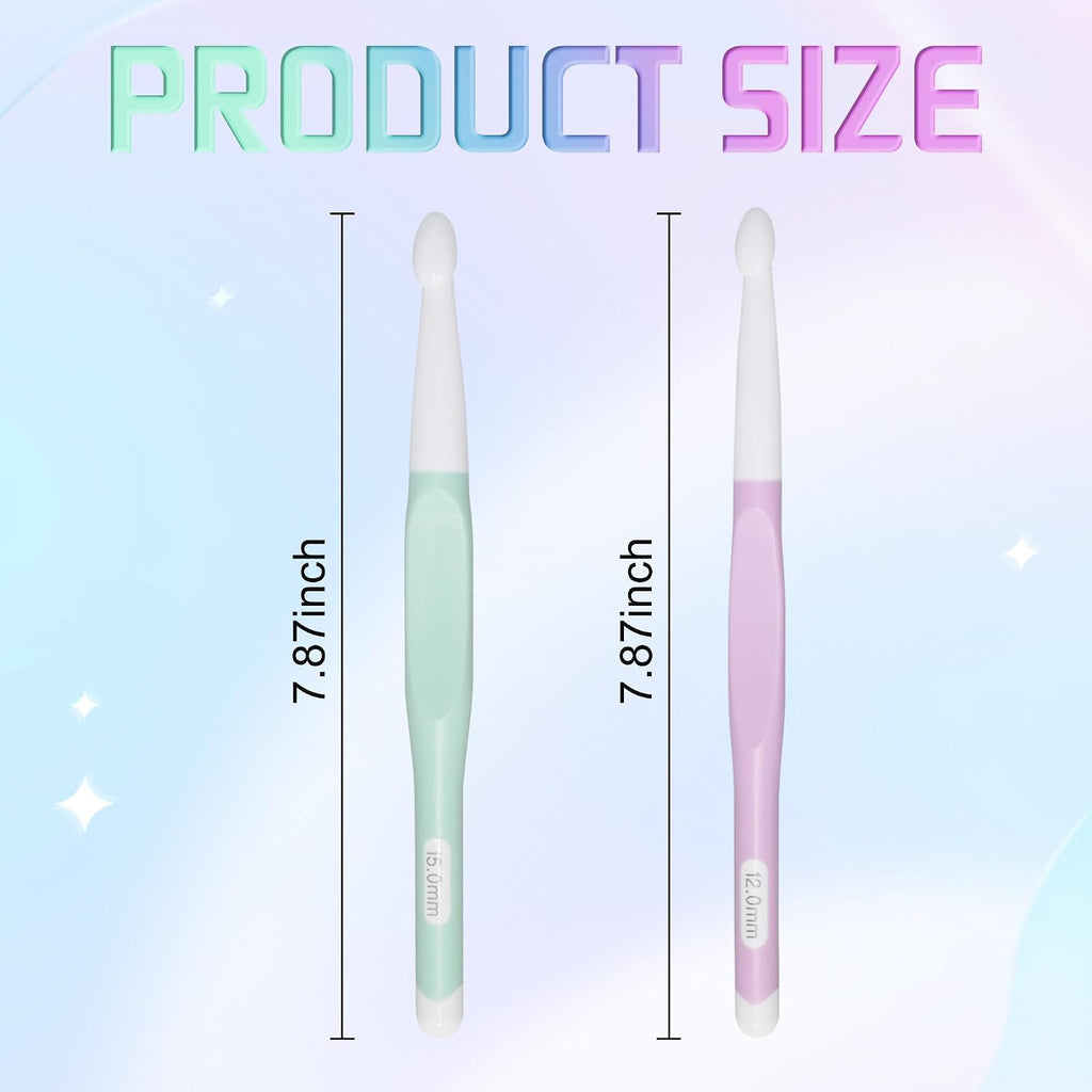 2 Pcs Large Size Crochet Hooks Set (12mm & 15mm), 7.87 Inch Big