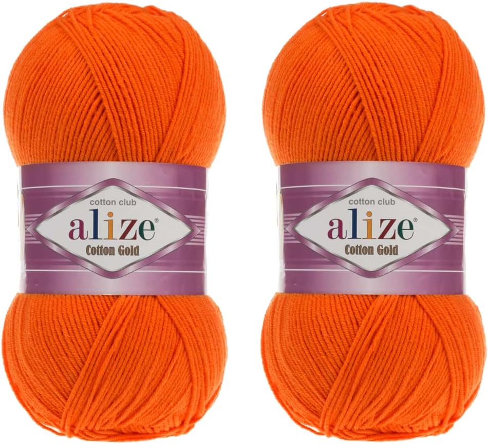2 Skeins Alize Cotton Gold Yarn, 55% Cotton 45% Acrylic, 100g