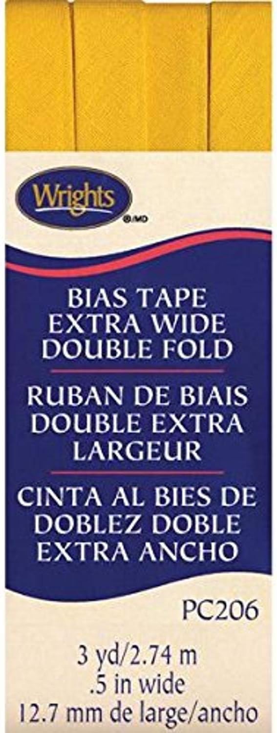 Wright Products Wrights Double Fold Bias Tape 1/2" X3yd, Yellow