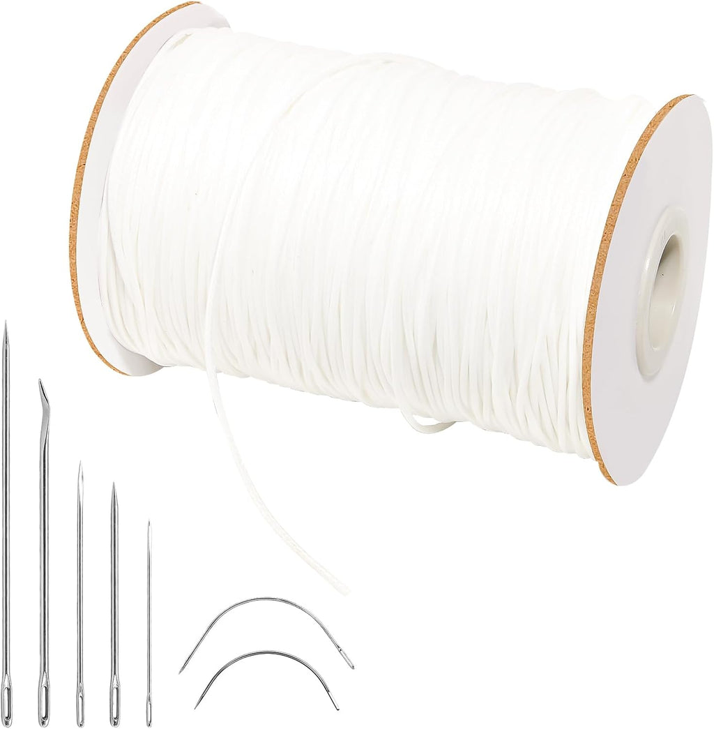 175 Yards Waxed Thread,1mm White Heavy Duty Handmade Wax Upholstery
