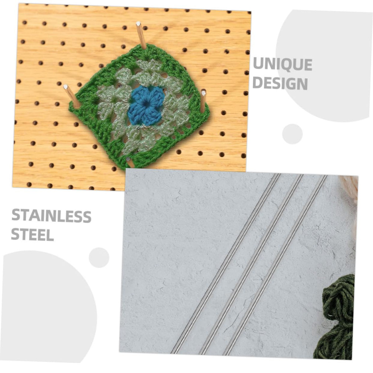 Tofficu 4Pcs Stainless Steel Blocking Pins Set for Crochet and
