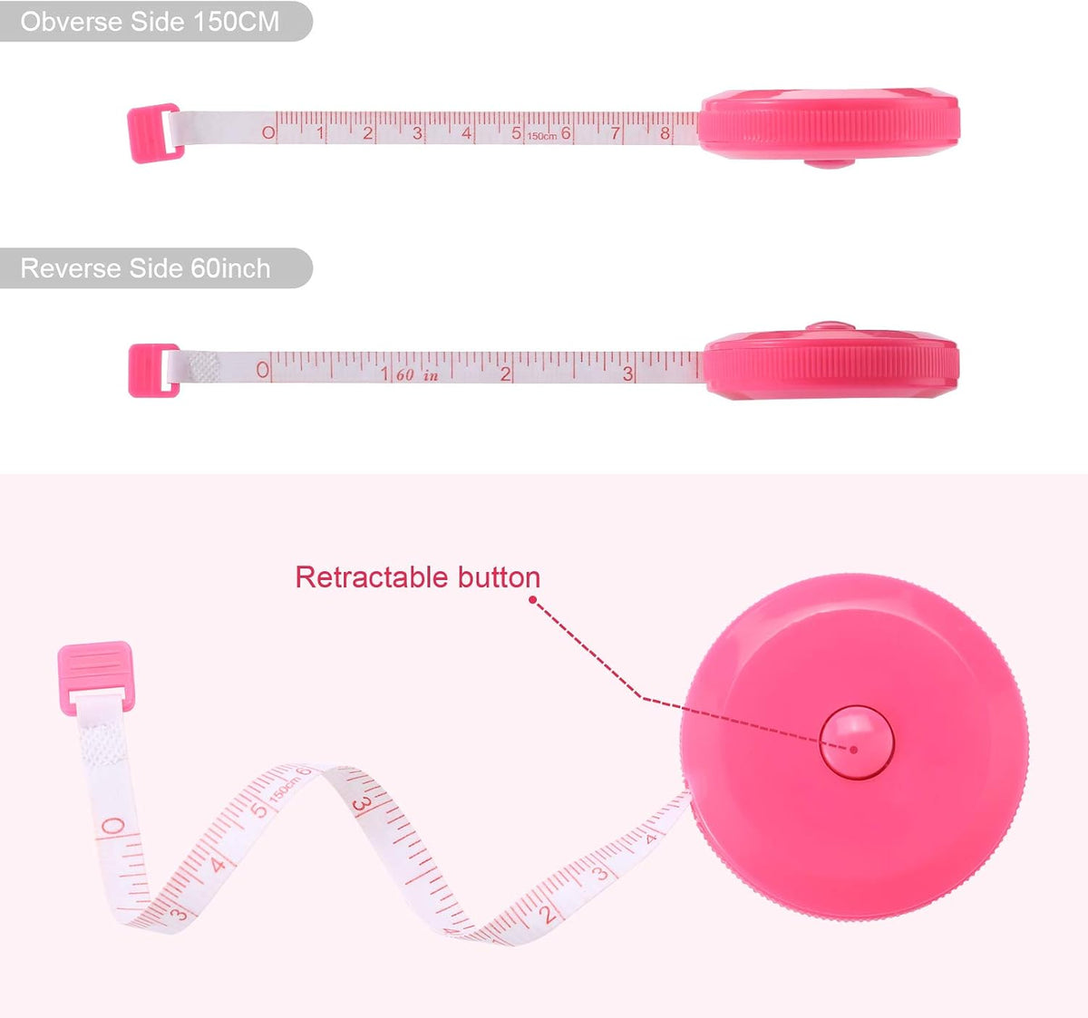 Tape Measure, 10 Pack Measuring Tape for Body 60 Inch, Retractable
