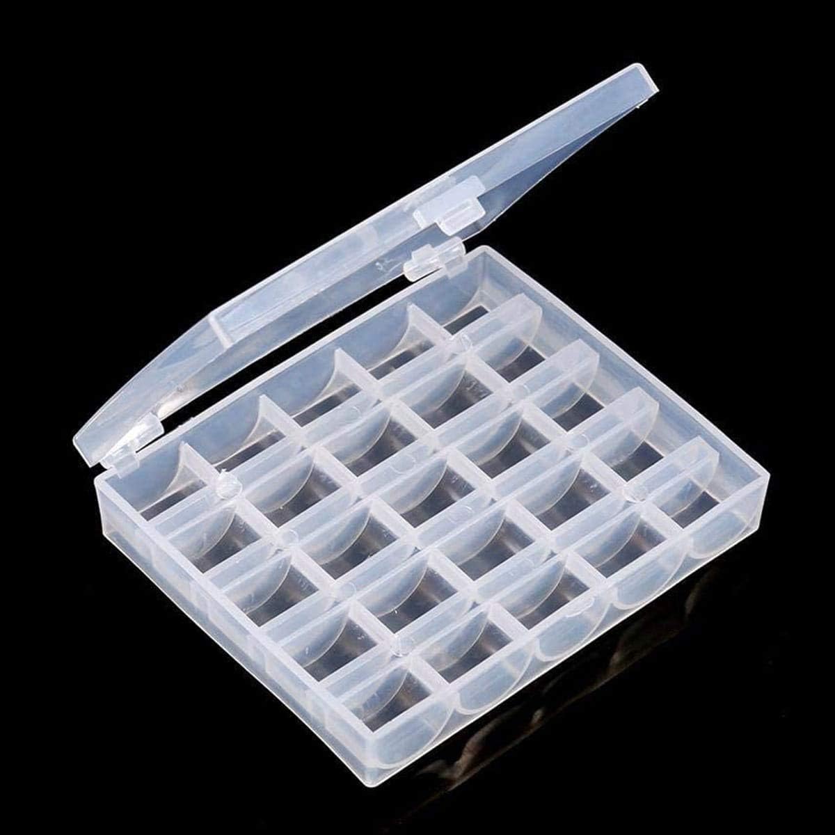 Bobbin Box,Machine Bobbin Organizer Plastic Case,Transparent 25 Slots