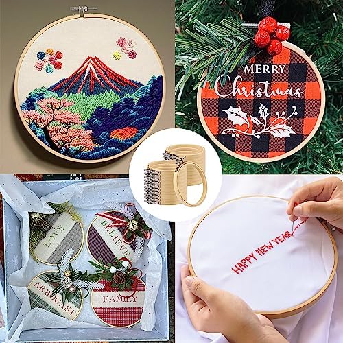 18 PCS Bamboo Embroidery Hoops Set, 8 Inch Adjustable Cross Stitch