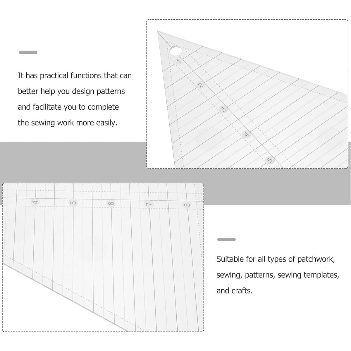 Equilateral Triangle 60 Degree Acrylic Quilting Ruler Template