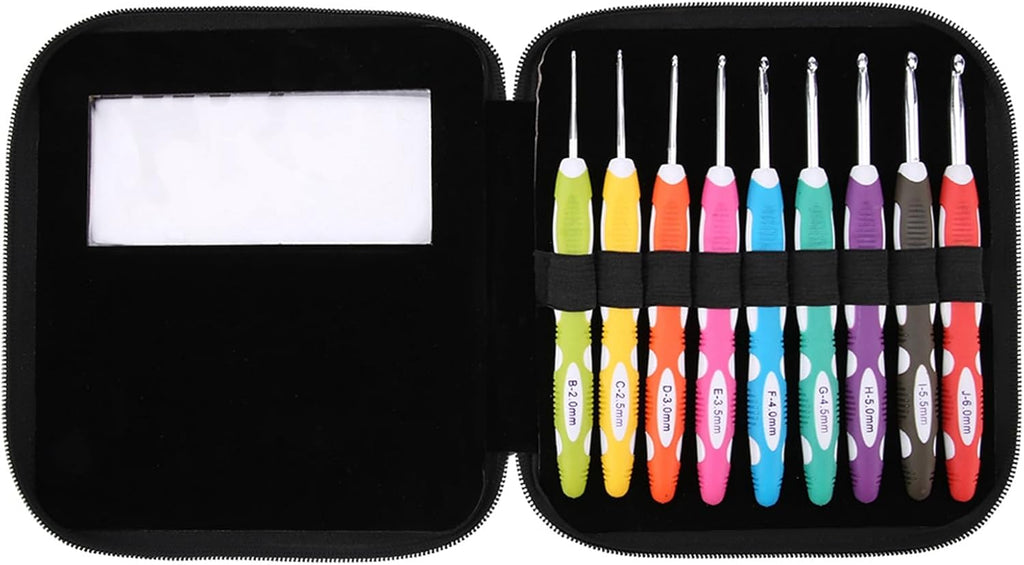 9PCS Crochet Hooks Set, 2mm to 6mm Aluminum Crochet Hooks Knitting