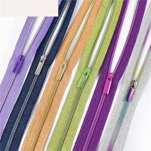 1/2/3/5/10M 5# Nylon Zipper Tape with Sliders Plastic Coil Zips for
