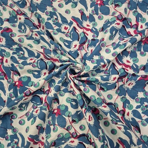 100% Cotton Fabric by The Yard - Hand Block Print 42” Width Precut