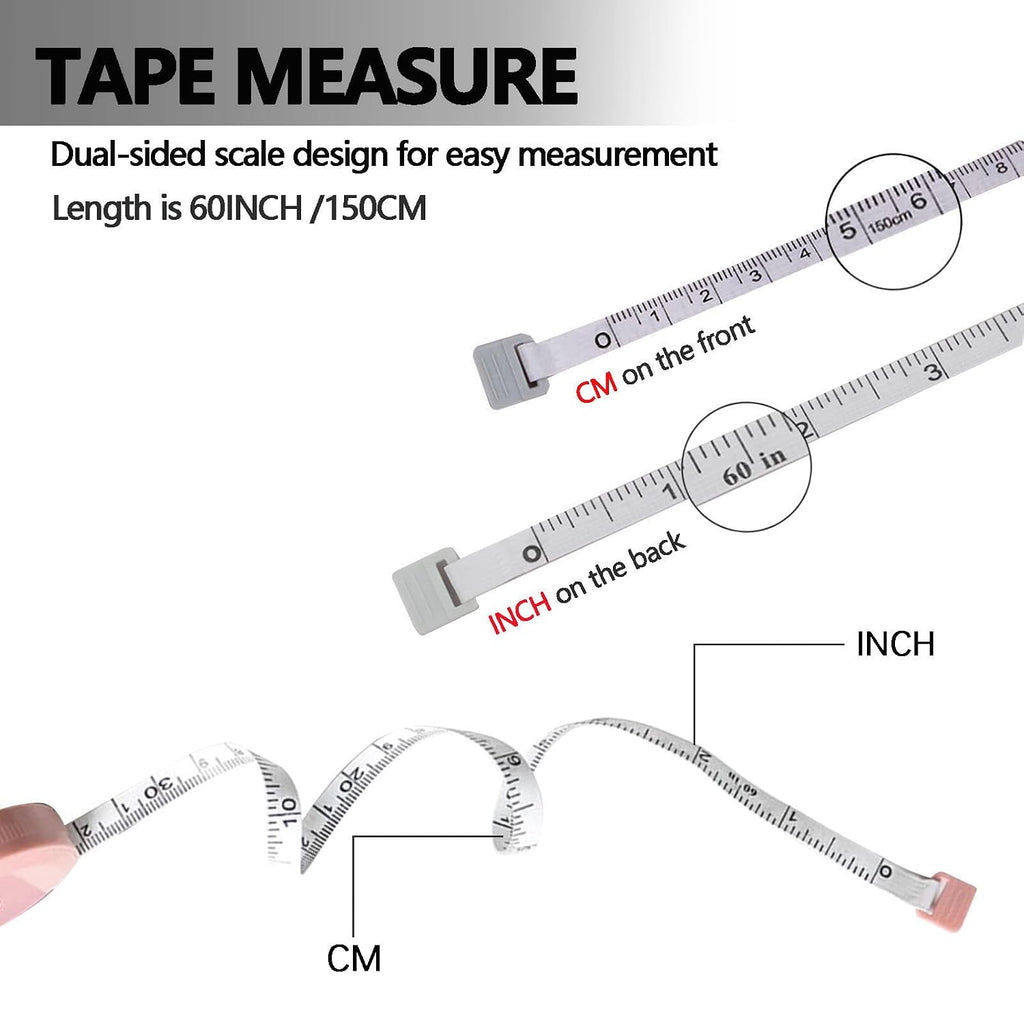3 Pack Tape Measures Retractable Measuring Tape for Body, 60-Inch