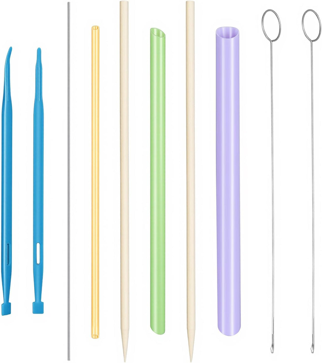 10PCS Tube Turner Sewing Tool Set, Point Loop Turner Needle Threader