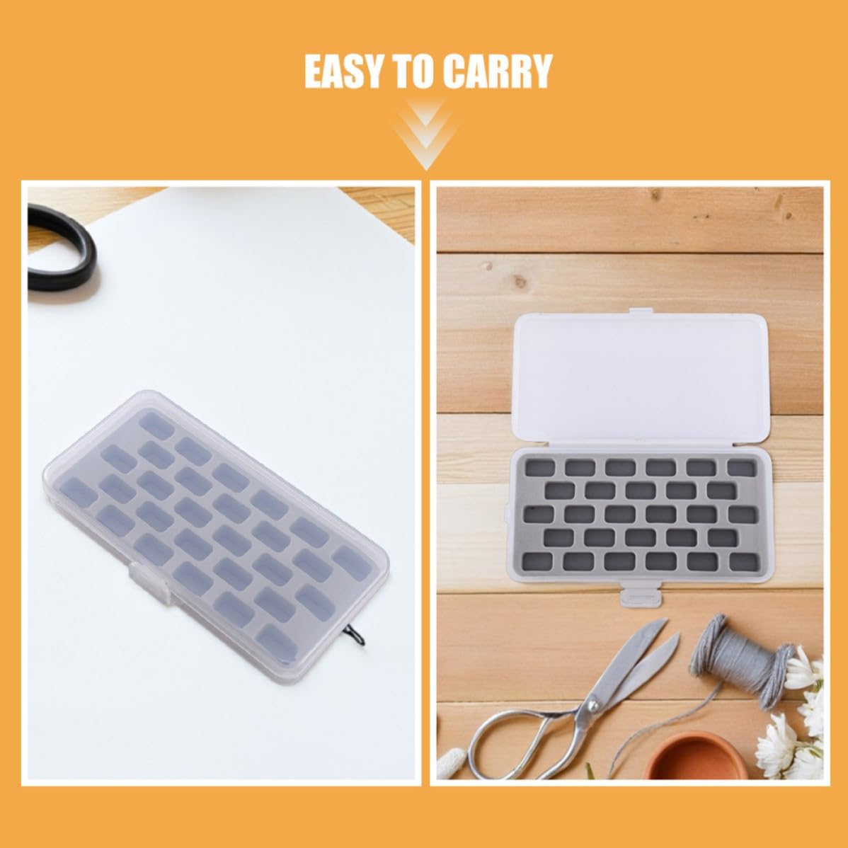 2pcs Grid Bobbin Organizer Box with Sponge Inserts for Sewing Machines