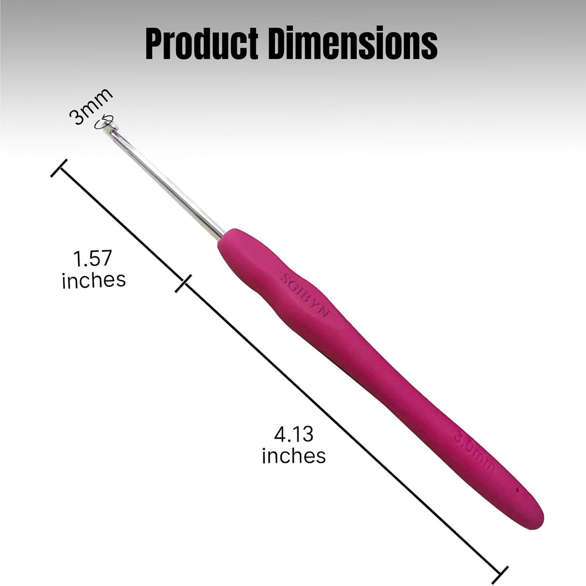SGIBYN 3mm Silicone Grip Crochet Hook: Red, Single Pack, Ergonomic