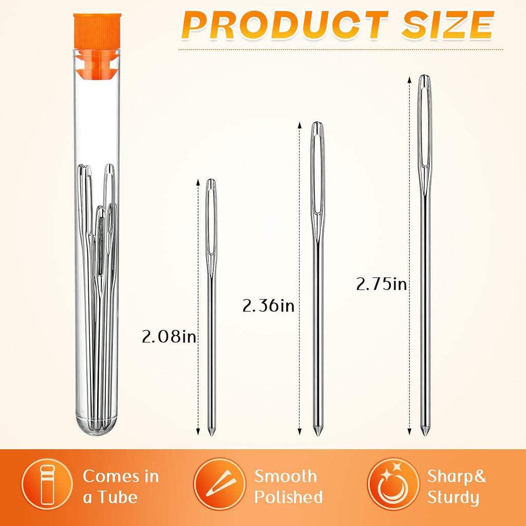 Outus 9 Pcs Large Eye Blunt Needles 3 Sizes Stainless Steel Yarn