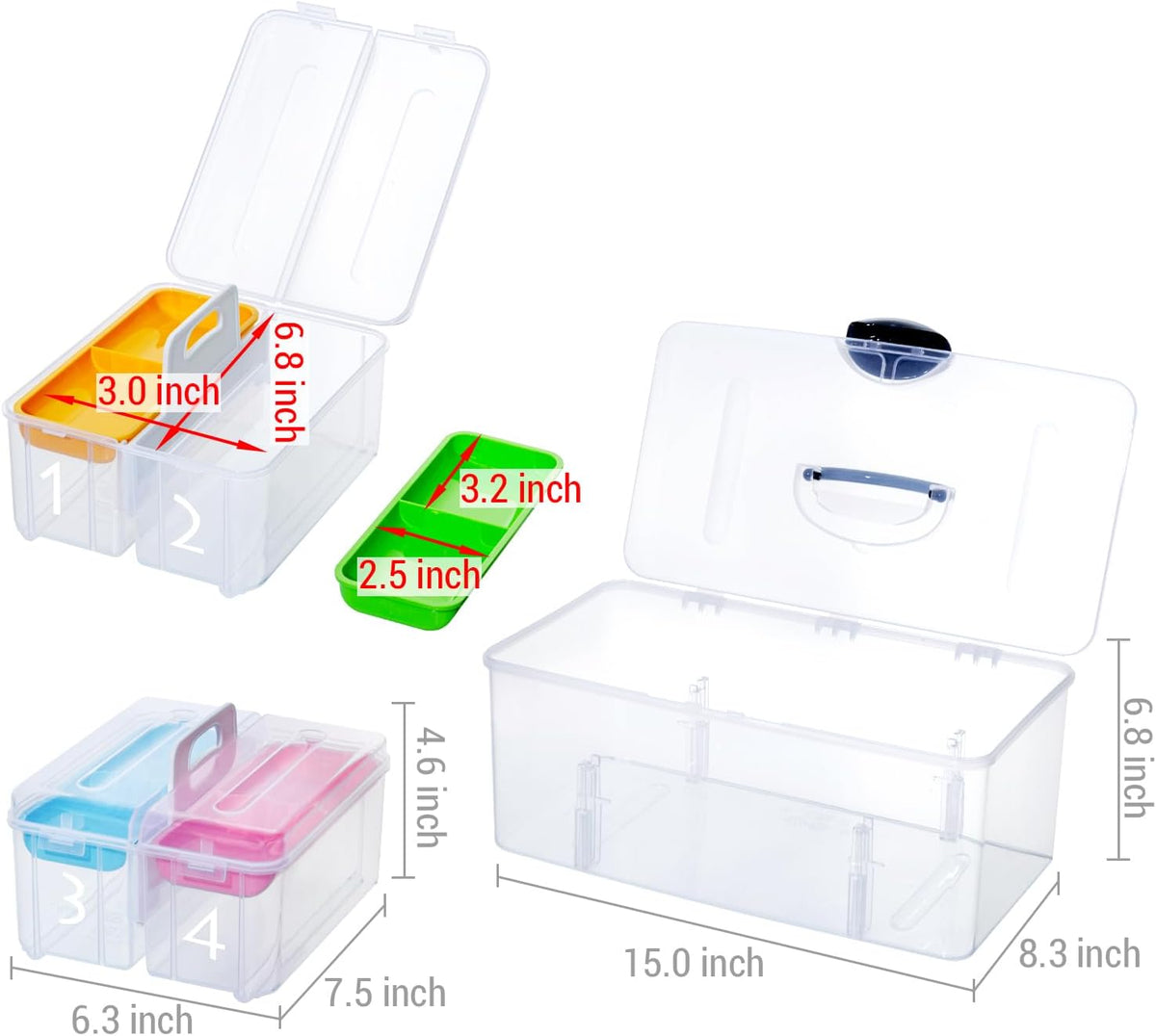 MyGift 15 Inch Clear Stackable Utility Storage Bin, Arts and Crafts