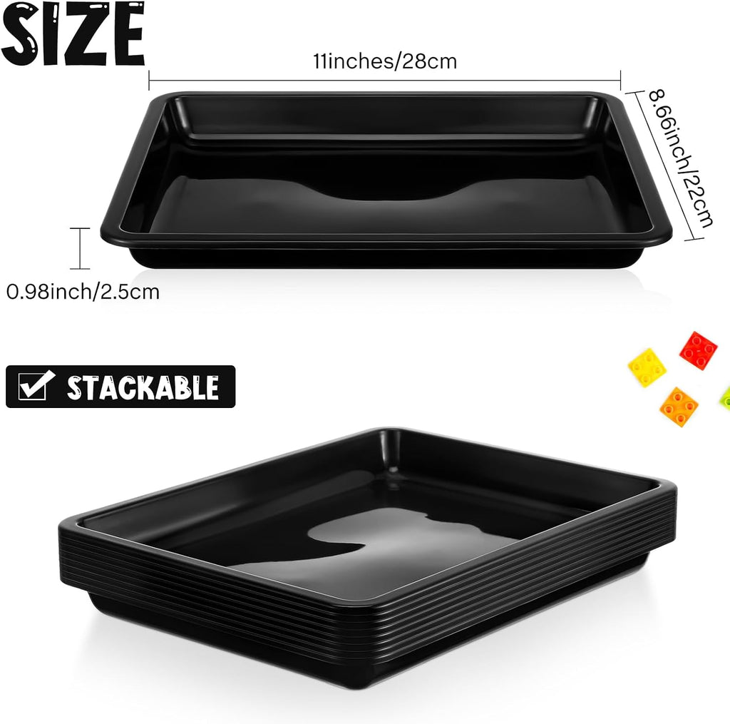 Maitys 24 Pcs Plastic Art Tray 11x8.7x1 Inch Activity Craft Tray,Black